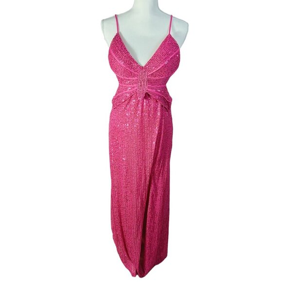Urban Outfitters Dresses & Skirts - Love is For Eternity Hot Pink Sequined Butterfly Dress y2k Prom Formal Size L